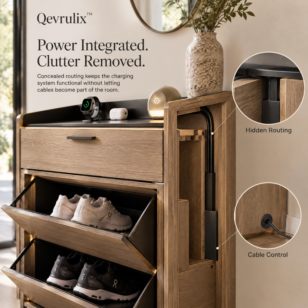Qevrulix™ Motion-Charging Shoe Cabinet