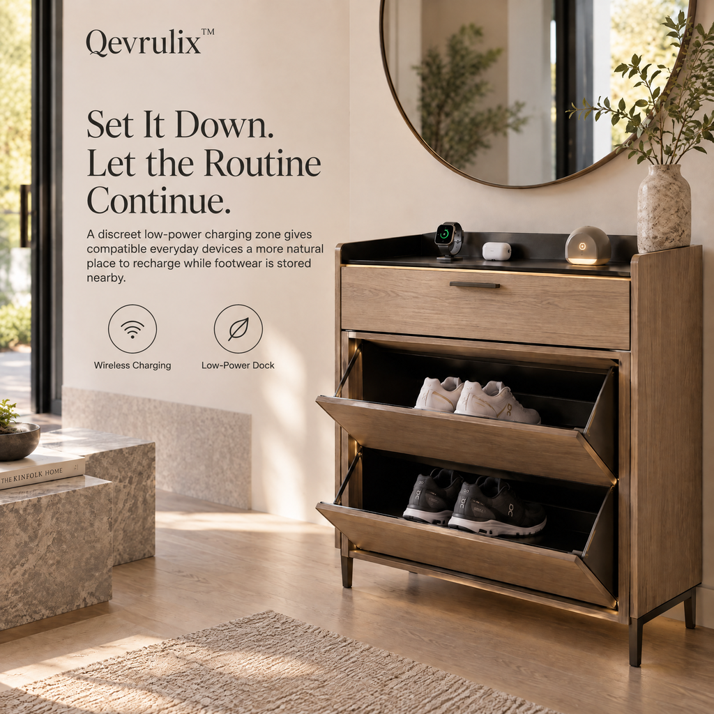 Qevrulix™ Motion-Charging Shoe Cabinet