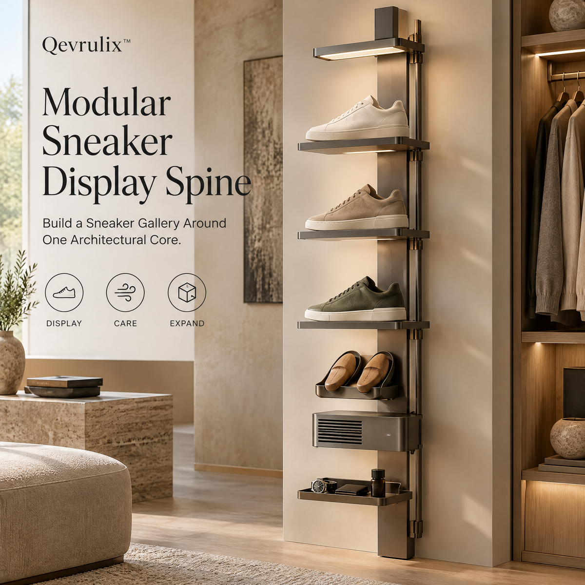 Qevrulix™ Modular Sneaker Display Spine